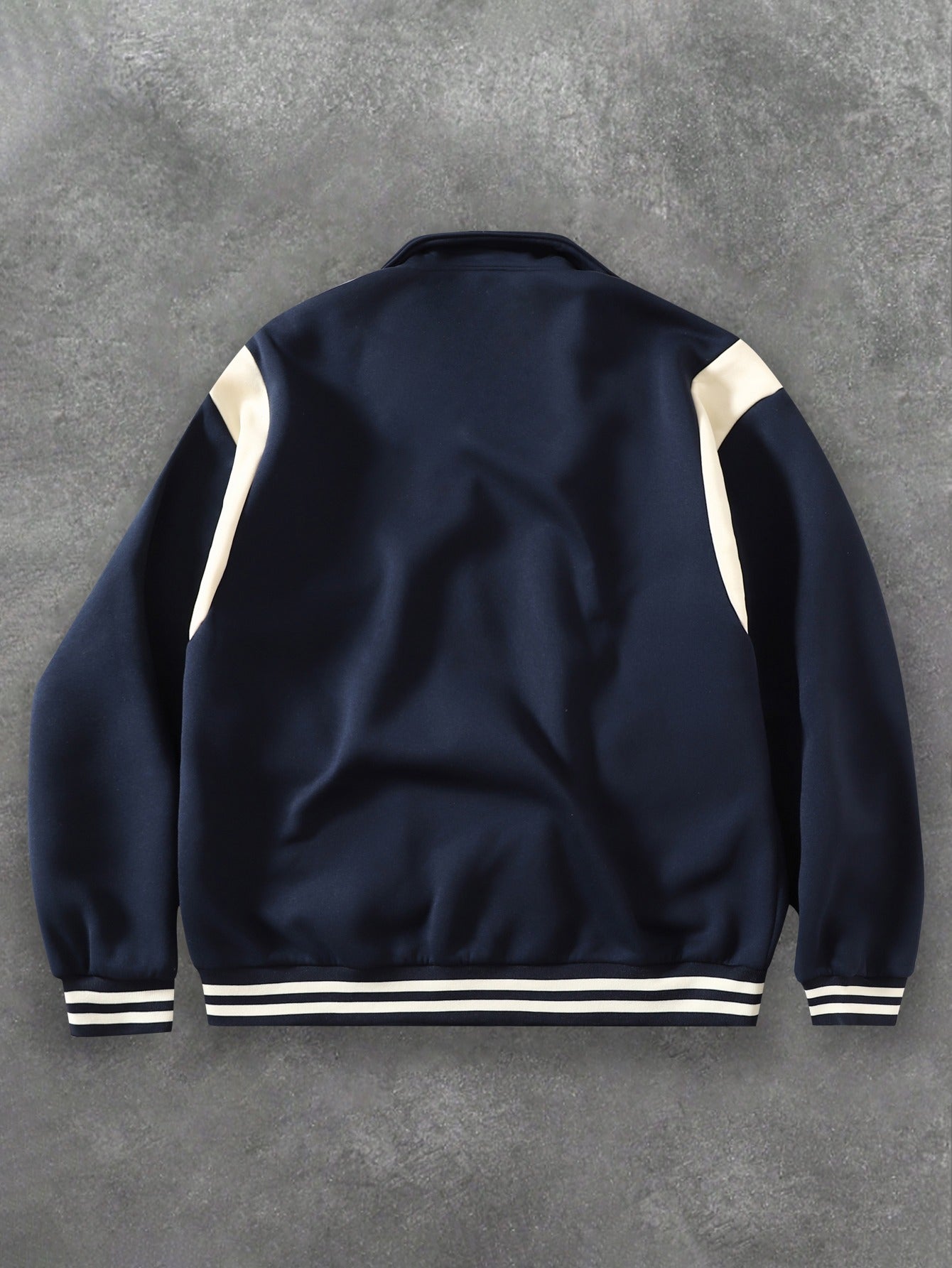 Navy & Cream "California" Embroidered Baseball Jacket