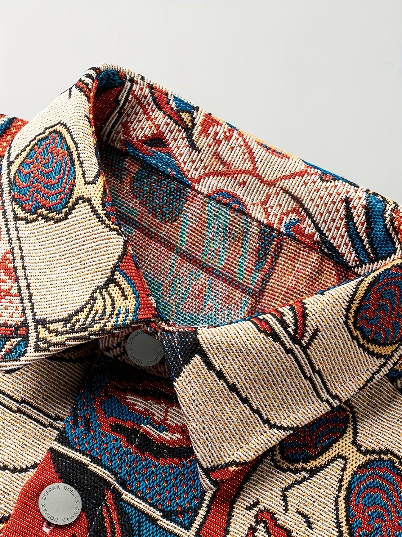 Comic Print Jacquard Oversized Shirt Jacket