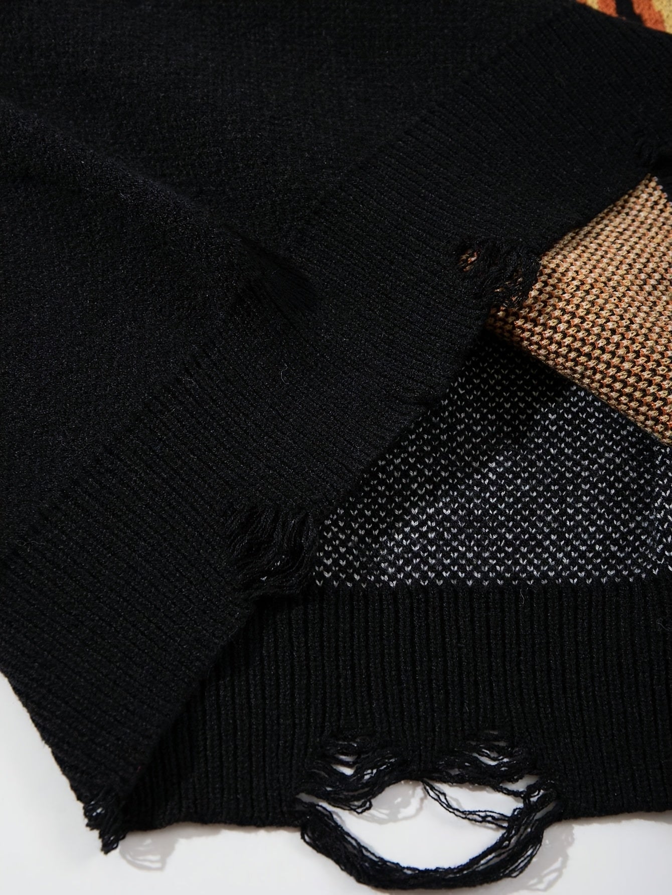 Black Los Angeles Basketball Graphic Distressed Knit Sweater