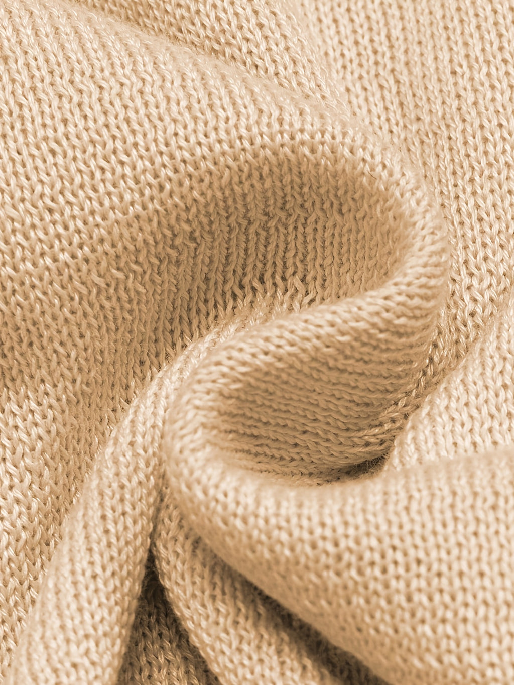 Beige Knit Johnny Collar Polo Shirt