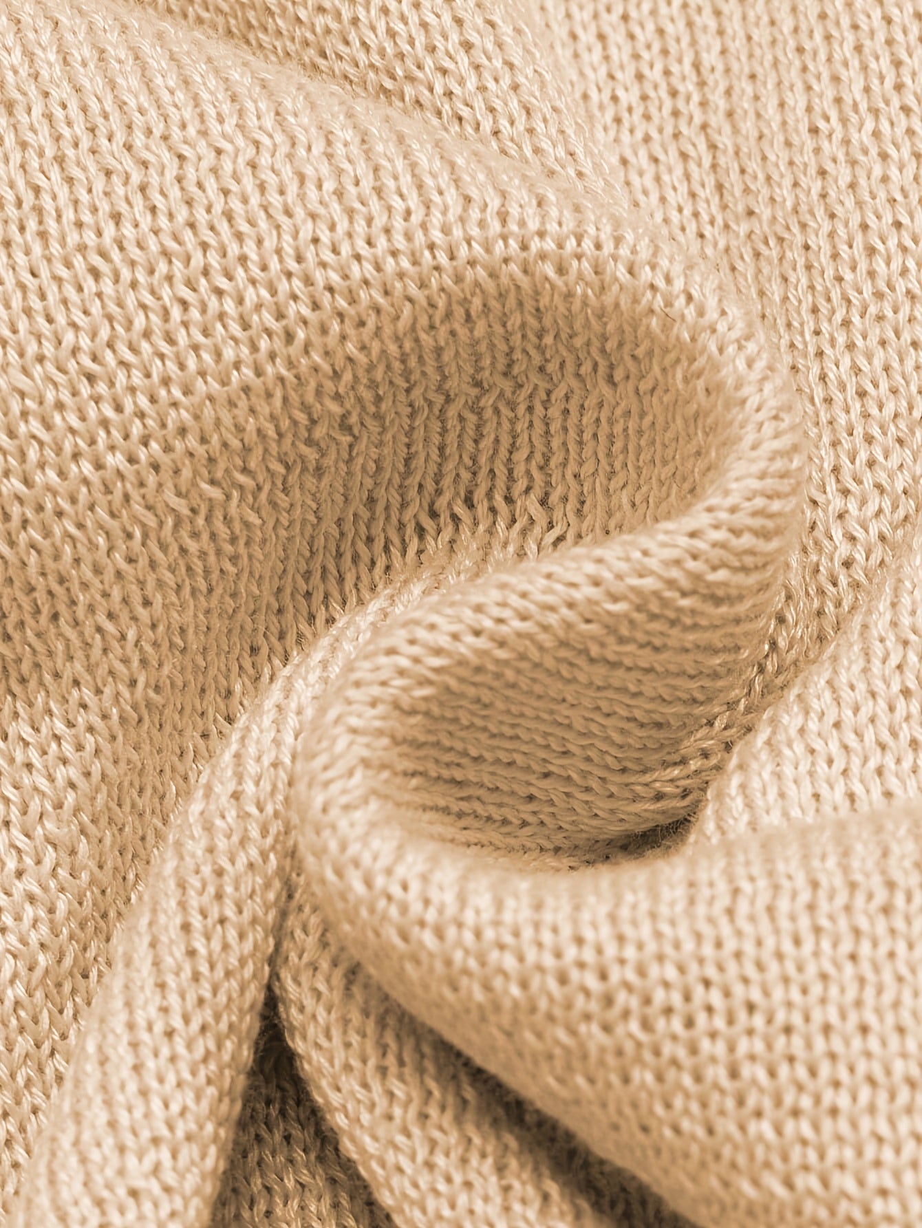 Beige Knit Johnny Collar Polo Shirt