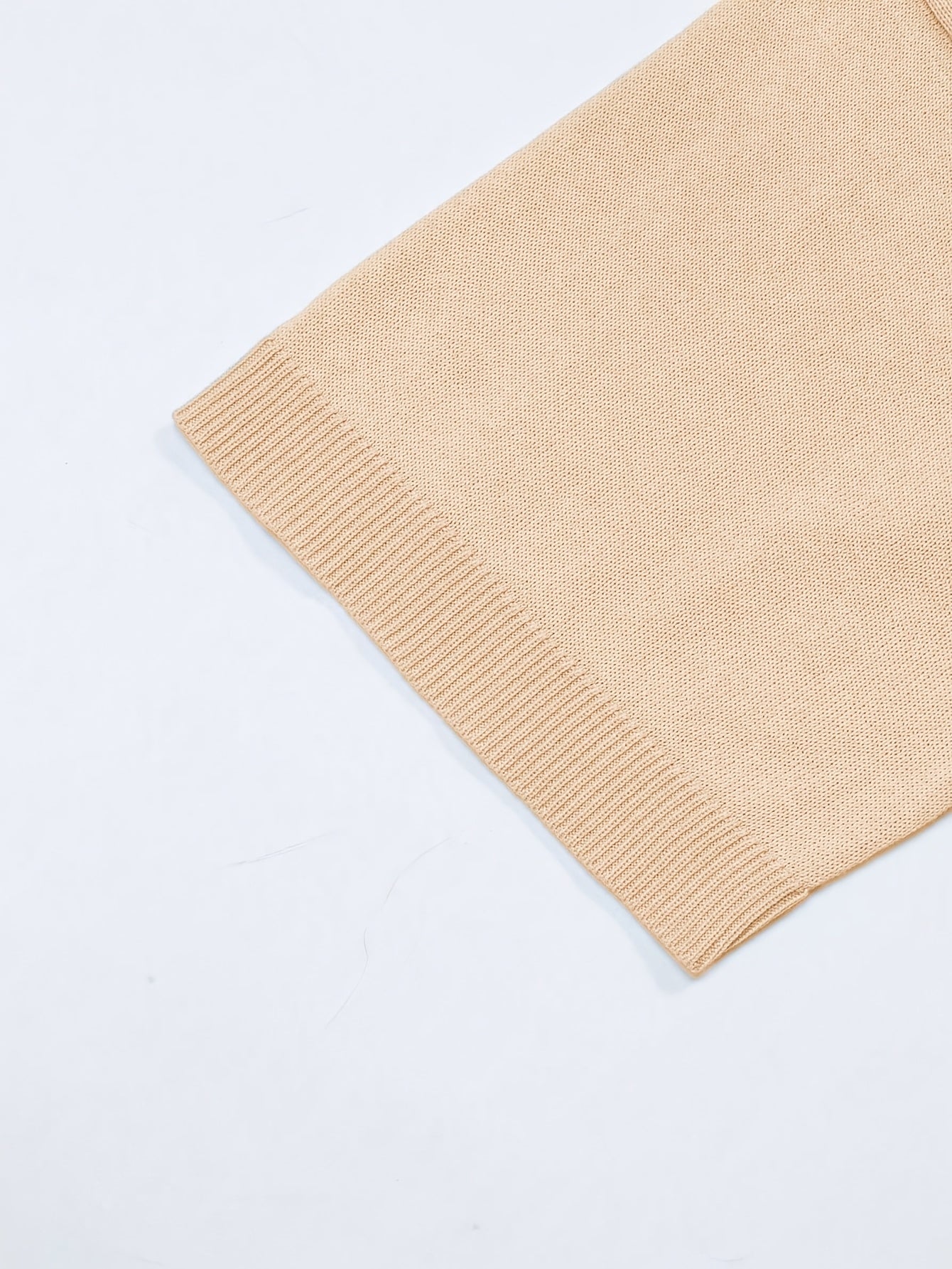 Beige Knit Johnny Collar Polo Shirt