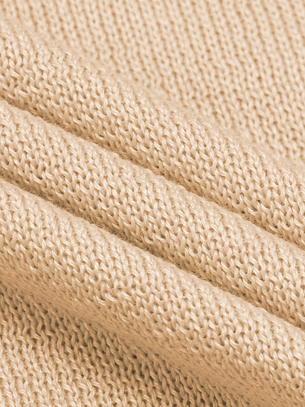 Beige Knit Johnny Collar Polo Shirt