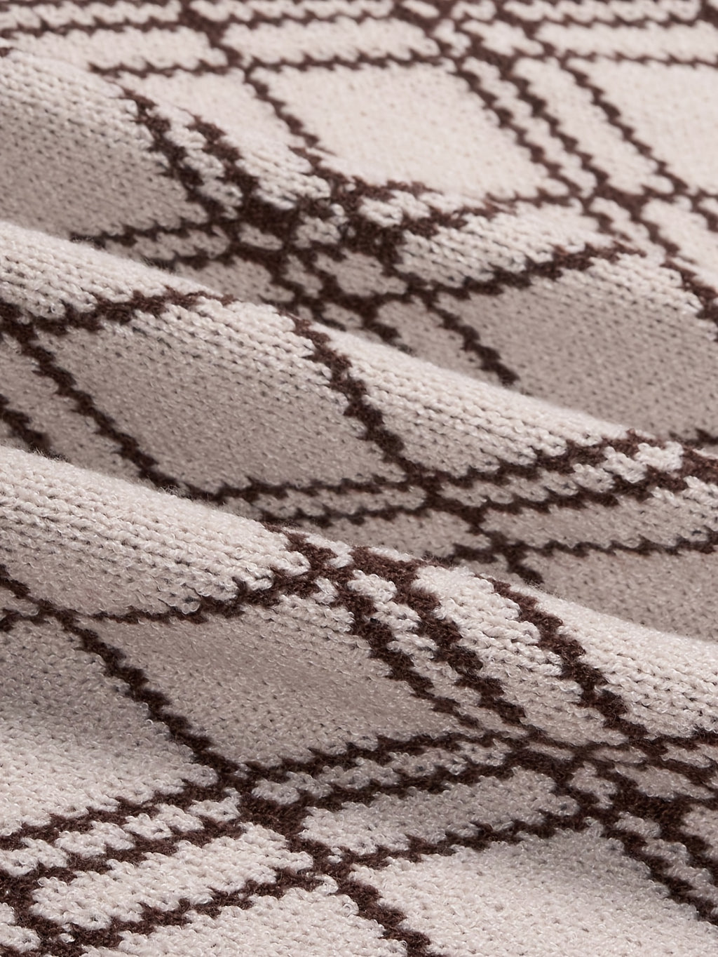 Beige & Brown Argyle Half-Zip Knit Sweater