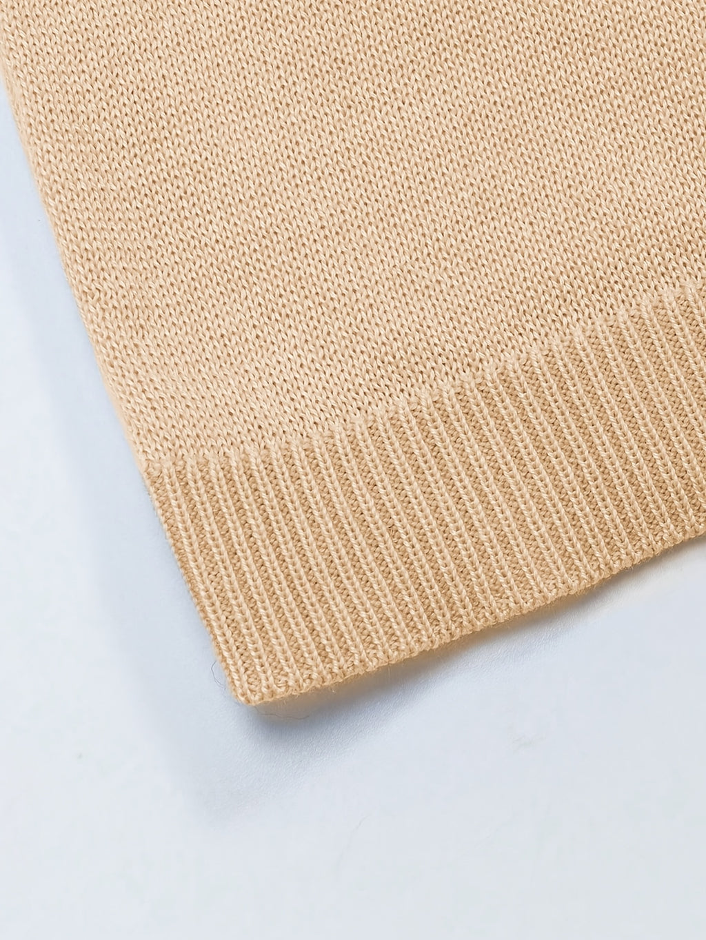 Beige Knit Johnny Collar Polo Shirt
